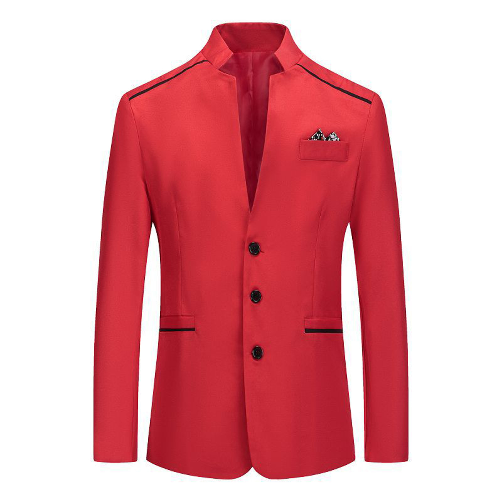 Herrnalise Men's Suit One Button Suit Formal Dress Performance Suit Fitted Long Sleeved Lapel Suit Blazer Red